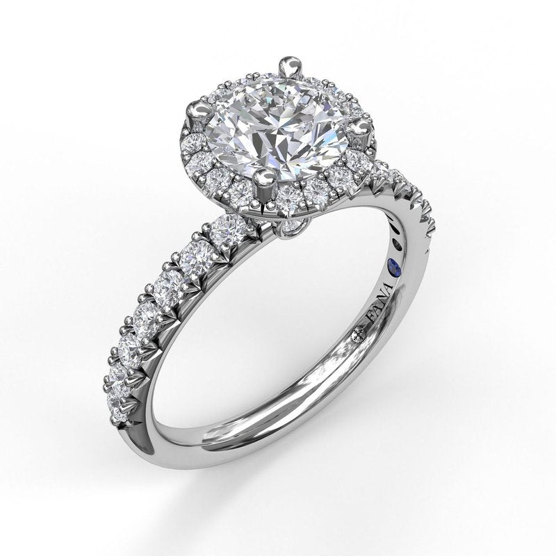 Halo Natural Diamond Engagement Ring in 14 Karat White with 0.57ctw G/H SI2 Round Diamonds