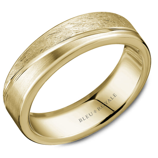 CROWN RING Men's Bleu Royale Collection Carved Band (No Stones) in 14 Karat Yellow Gold 6.5MM