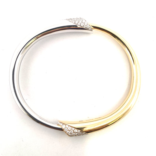Natural Diamond Bracelet in 14 Karat White - Yellow with 0.96ctw Round Diamonds