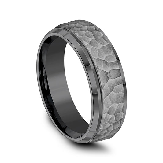 Hammered grey tantalum band, 7.5MM width.