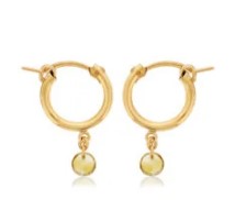 Small Hoop Color Gemstone Earrings in Gold Filled Yellow with 2 Round Citrines