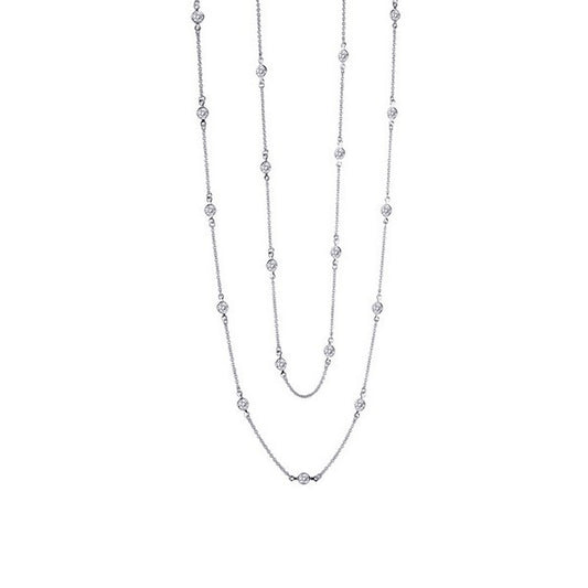 Station Simulated Diamond Necklace in Platinum Bonded Sterling Silver 6.00ctw