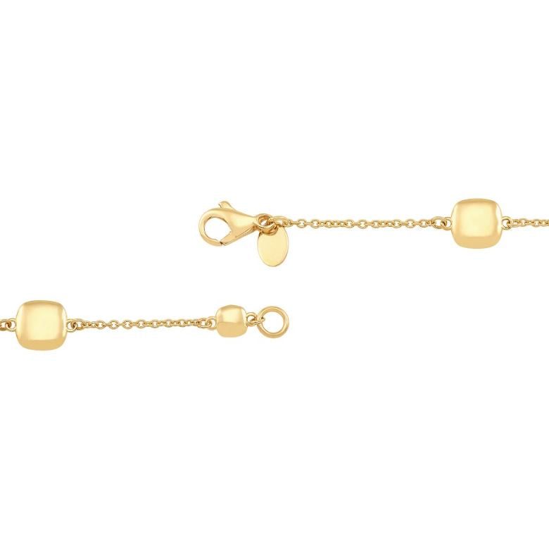 14K yellow gold station bracelet, lobster clasp.
