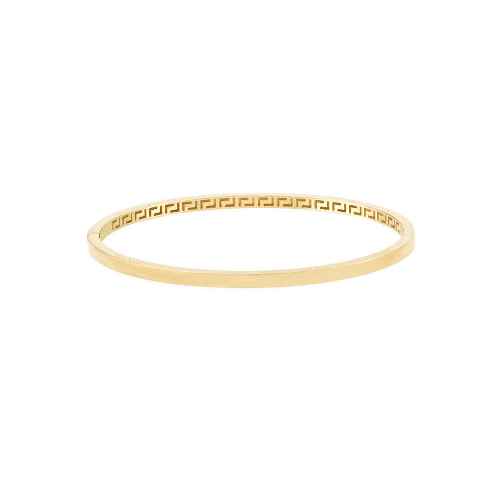 10K yellow gold bangle, Greek key design.