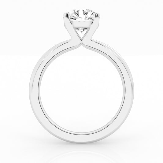 Solitaire Lab-Grown Diamond Complete Engagement Ring in 14 Karat White with 1 Round Lab Grown Diamond, Color: E, Clarity: VS1, totaling 2.00ctw
