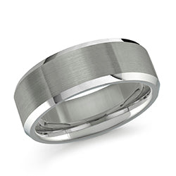 Tungsten carbide grey carved band, 8MM width.