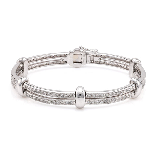 Marks Estate Dept 1 Natural Diamond Bracelet in 18 Karat White Gold with 3.00ctw H/I SI2-I1 Round Diamonds