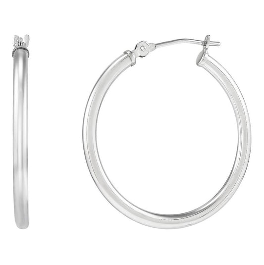ARMADANI Small Hoop Earrings (No Stones) in 14 Karat White