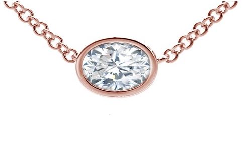 Forevermark Natural Diamond Necklace in 18 Karat Rose with 0.51ctw I VS2 Oval Diamond
