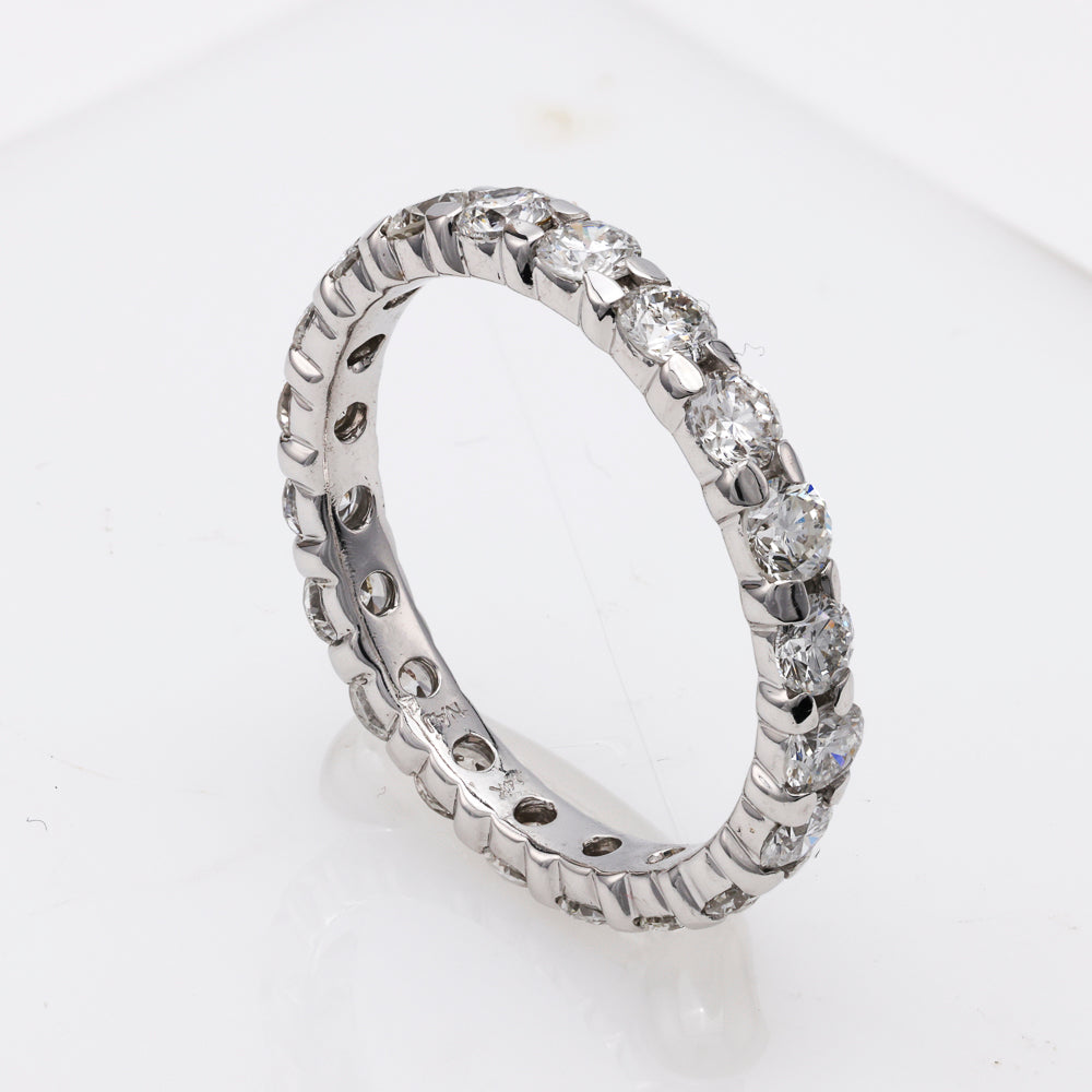 14K white gold diamond eternity ring.