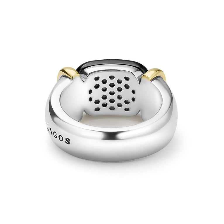 Sterling silver ring with diamond accents.