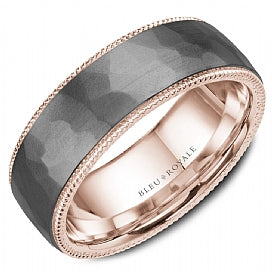 ReMarkable Estate Men's Bleu Royale Collection Carved Band (No Stones) in Tantalum 14 Karat Grey Rose