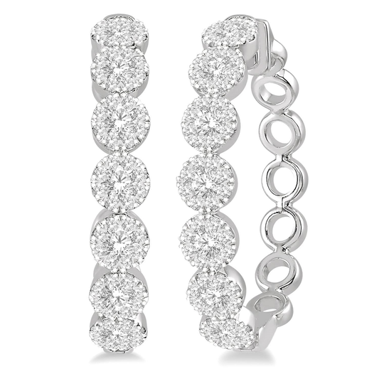 Lovebright Collection Medium Hoop Natural Diamond Earrings in 14 Karat White with 0.95ctw H/I SI2-I1 Round Diamonds