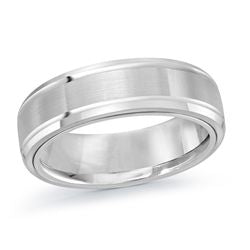 14K white gold band, carved, polished satin finish.