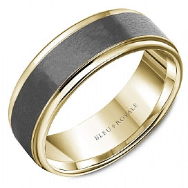 Bleu Royale Collection Carved Band (No Stones) in Tantalum - 14 Karat Yellow - Grey 7.5MM