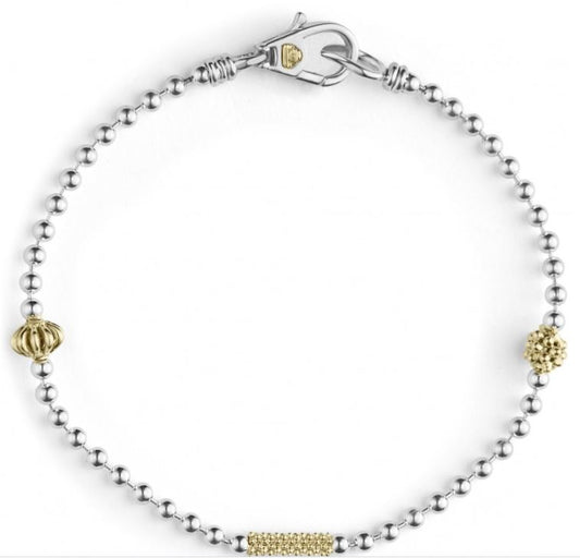 Lagos Caviar Icon Collection Ball Chain Bracelet (No Stones) in Sterling Silver - 18 Karat White - Yellow