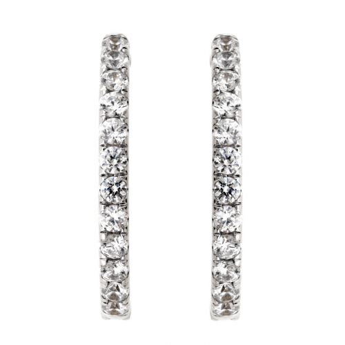 Marks 89 Large Hoop Natural Diamond Earrings in 14 Karat White with 2.85ctw I SI2 Round Diamonds