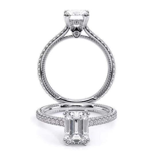 VERRAGIO Hidden Accent Side Stone Natural Diamond Semi-Mount Engagement Ring in 14 Karat White Gold with 0.42ctw Round Diamonds