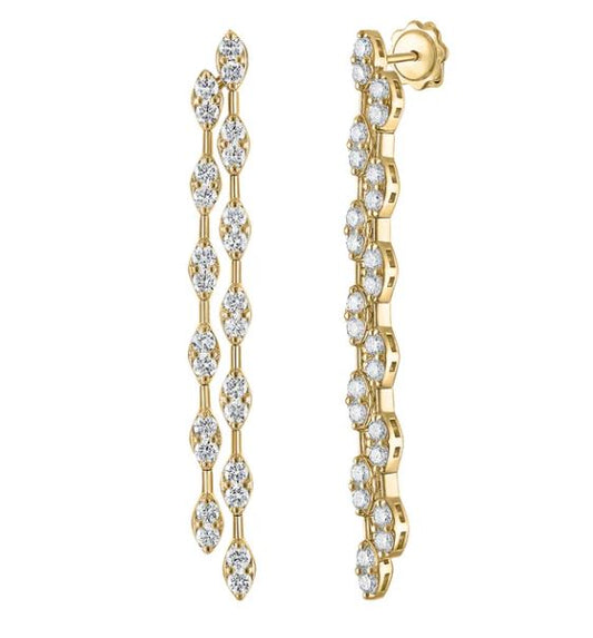 ReMARKable Designs Natural Diamond Earrings in 14 Karat Yellow Gold with 2.60ctw Round Diamonds