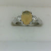 ReMARKable Estate Color Gemstone Ring in 14 Karat White Gold with 1 Cabochon Opal 8mm