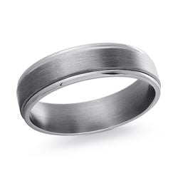 Tantalum grey carved band, polished satin finish.