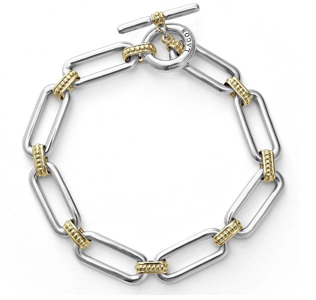 Signature Caviar Collection Fancy Link Bracelet (No Stones) in Sterling Silver - 18 Karat White - Yellow