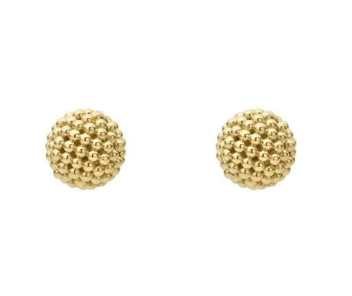Caviar Gold Collection Stud Earrings (No Stones) in 18 Karat Yellow