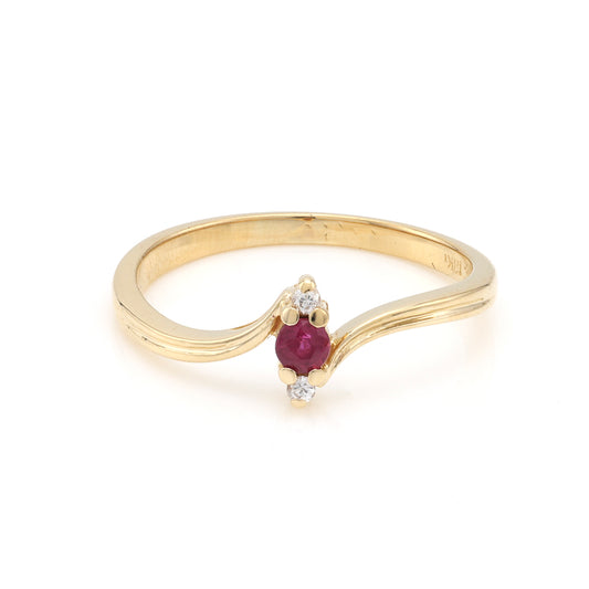 ReMarkable Estate Color Gemstone Ring in 18 Karat Yellow Gold with 1 Round Ruby 0.80ctw