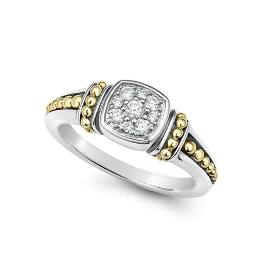 Signature Caviar Collection Natural Diamond Fashion Ring in Sterling Silver - 18 Karat White - Yellow with 0.19ctw Round Diamonds