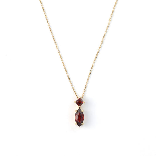 Marks Estate Dept 1 Marquise Garnet Color Gemstone Necklace in 14 Karat Yellow Gold with 0.89ctw Garnet 8.78mm