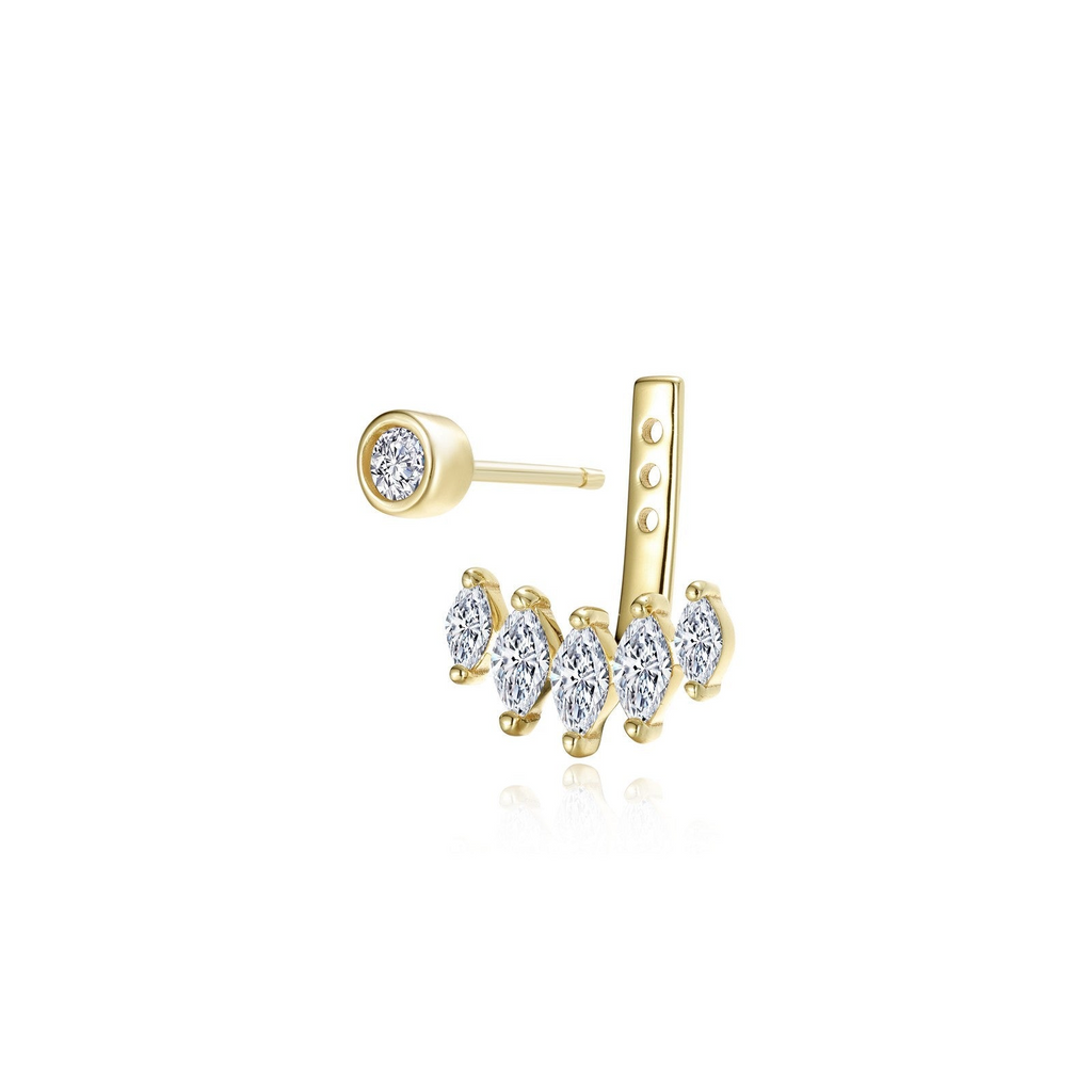 Yellow sterling silver earrings with simulated diamonds.