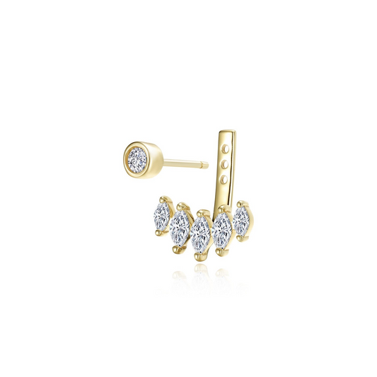 Yellow sterling silver earrings with simulated diamonds.
