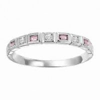 Semi-Precious Color Collection Stackable Color Gemstone Band in 10 Karat White with 4 Baguette Pink Tourmalines 0.14ctw