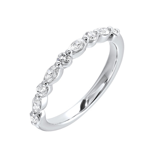 Gemsone Corporation Marks 89 Collection Natural Diamond Stackable Ladies Wedding Band in 14 Karat White Gold with 0.333ctw Various Shapes Diamonds