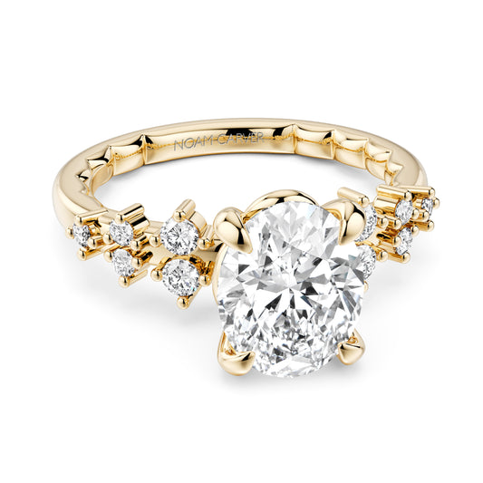 Hidden Accent Side Stone Natural Diamond Semi-Mount Engagement Ring in 14 Karat Yellow with 10 Round Diamonds, Color: G/H, Clarity: SI1-SI2, totaling 0.22ctw