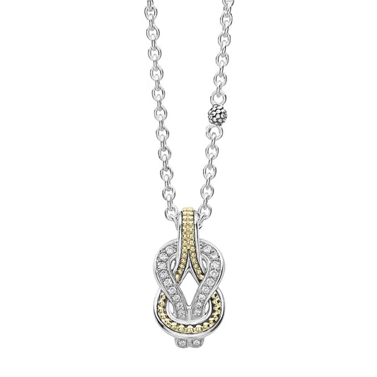 Newport Collection Natural Diamond Necklace in Sterling Silver - 18 Karat White - Yellow with 0.14ctw Round Diamond