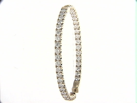 Large Hoop Natural Diamond Earrings in 14 Karat Yellow with 8.00ctw Round Diamonds