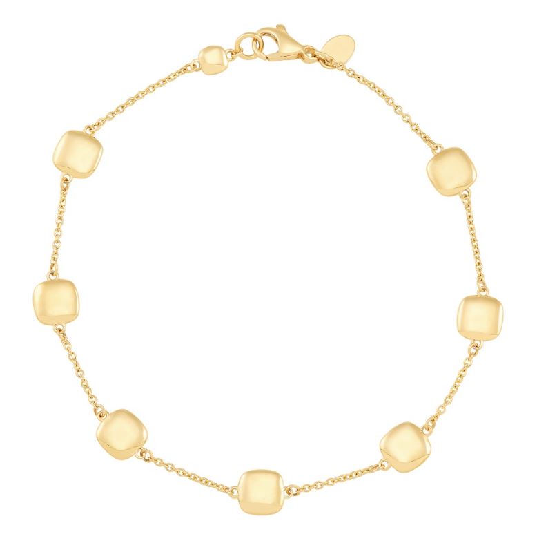 14K yellow gold station bracelet, no stones.