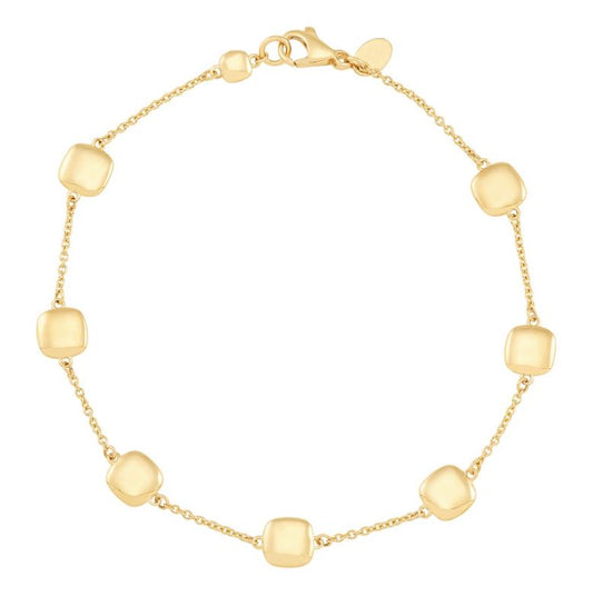 14K yellow gold station bracelet, no stones.