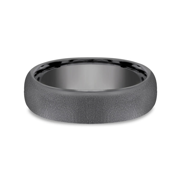 Dark grey tantalum band, wire brush texture.