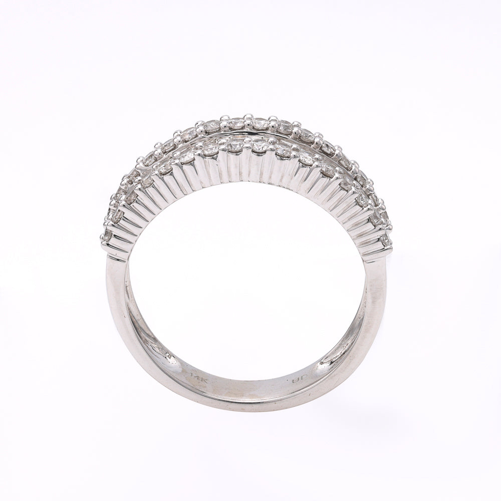 14K white gold band with diamonds.