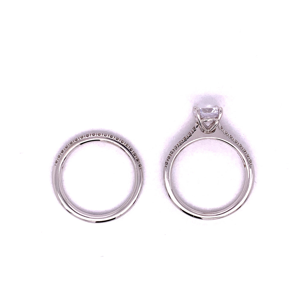 18K white gold diamond wedding set.
