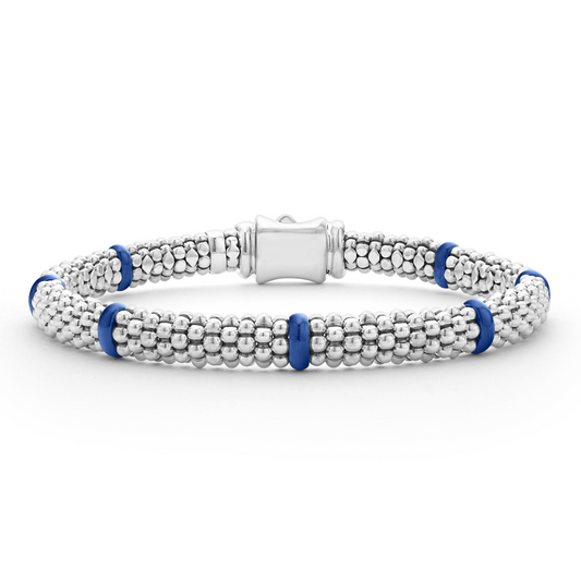 LAGOS Blue Caviar Collection Bracelet (No Stones) in Sterling Silver - Ceramic White - Blue