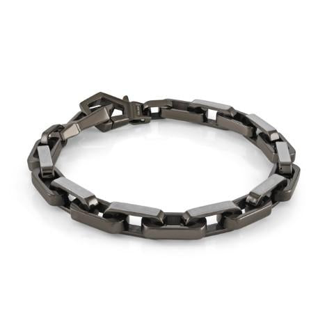 Fancy Link Bracelet (No Stones) in Stainless Steel Black - Grey