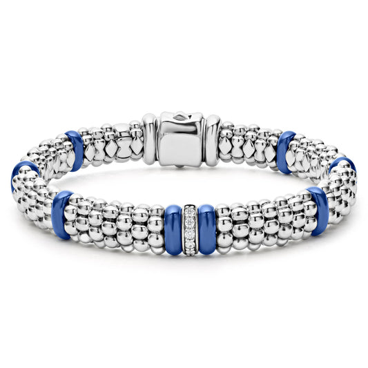 Blue Caviar Collection Natural Diamond Bracelet in Sterling Silver - Ceramic White with 0.10ctw Round Diamond