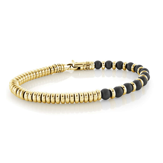 Bead Bracelet (No Stones) in Stainless Steel Black - Yellow