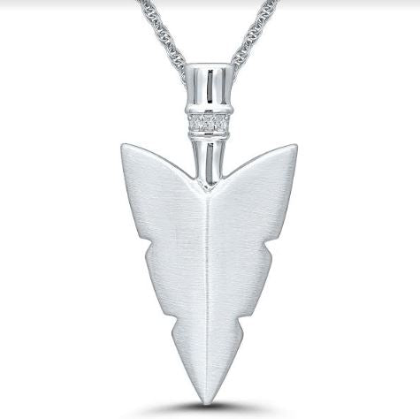 Sterling silver arrowhead pendant with diamonds.
