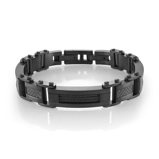 Fancy Link Bracelet (No Stones) in Stainless Steel Black