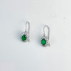 ReMARKable Estate Color Gemstone Earrings in 18 Karat White Gold with 2 Oval Emeralds 1.38ctw 6.89mm-7.02mm