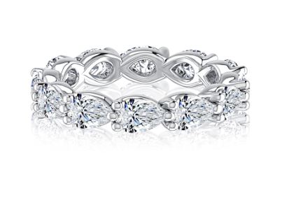 A. Jaffe Eternity Ladies Wedding Band in 14 Karat White with 2.88ctw Pear Diamonds, Clarity: SI1-SI2, Color: G